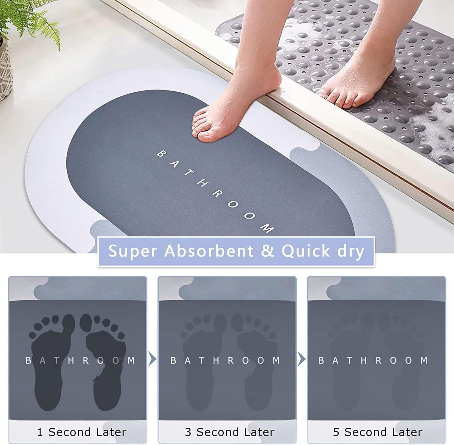 Super Soak Absorbent Bath Floor Mat